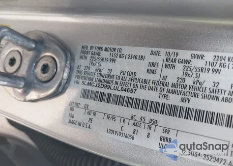 2020 Lincoln Corsair Reserve из США, поврежденный, VIN 5LMCJ2D99LUL04657